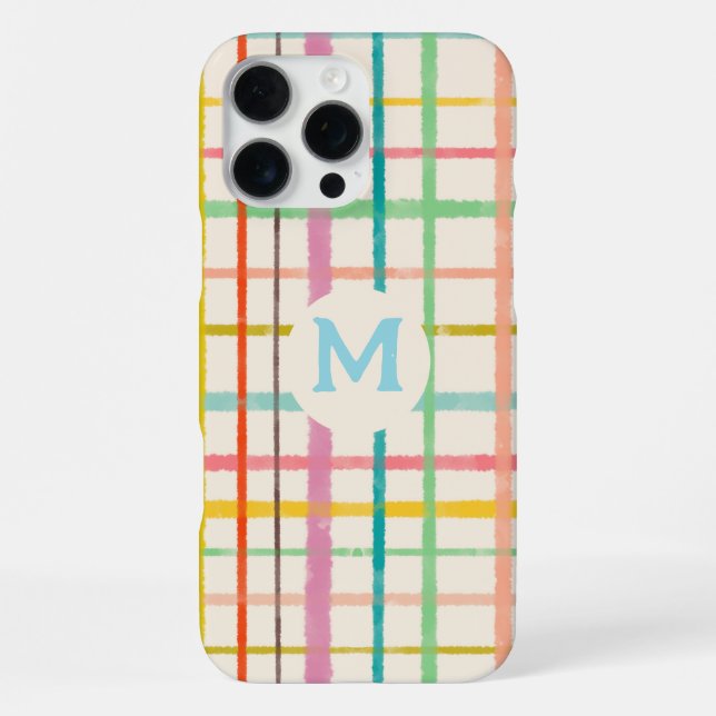 Customized Monogram Watercolor Grid Iphone Case (Back)