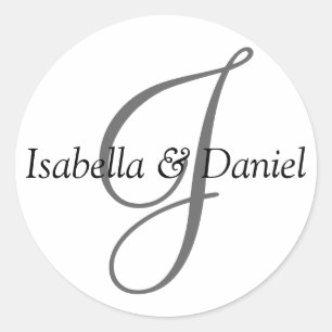 Customized Monogram Wedding Bridal Couple Names Classic Round Sticker
