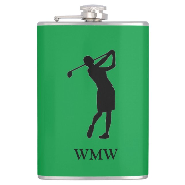 Customized Monogram Woman Golfer Flask (Front)