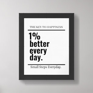 Customized Motivational 1% better Everyday Modern Framed Art
