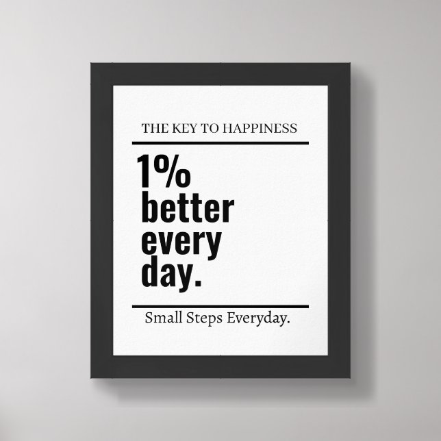 Customized Motivational 1% better Everyday Modern  Framed Art (Framed Front)