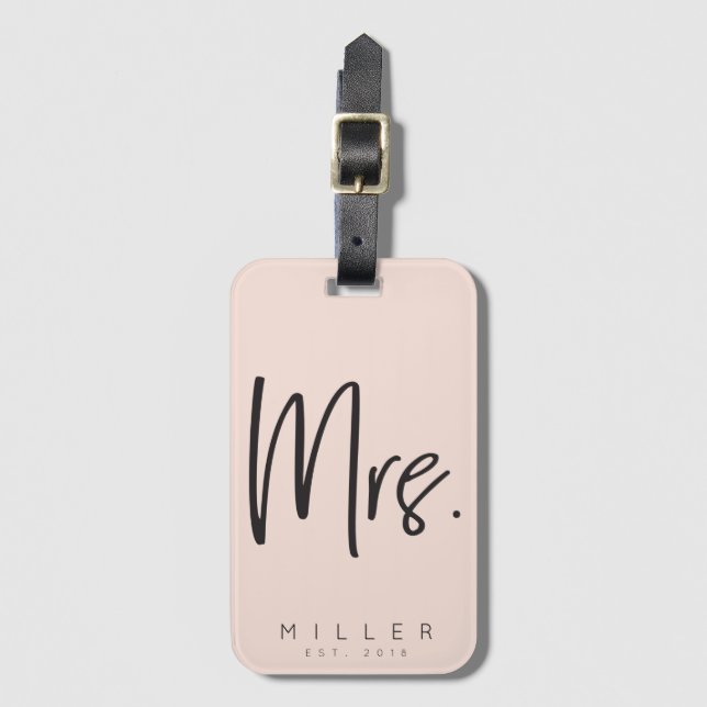 Customized MRS. [lastname] & [year] luggage tag (Front Vertical)