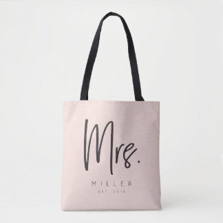 Customized MRS. tote with Name and Wedding Date Bag