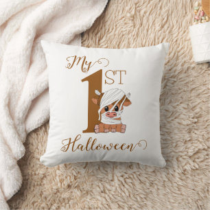 Customized Mummy Cow My 1st Halloween Throw Pillow