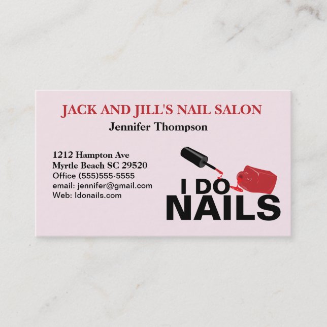 Customized Nail Technician Business Card (Front)
