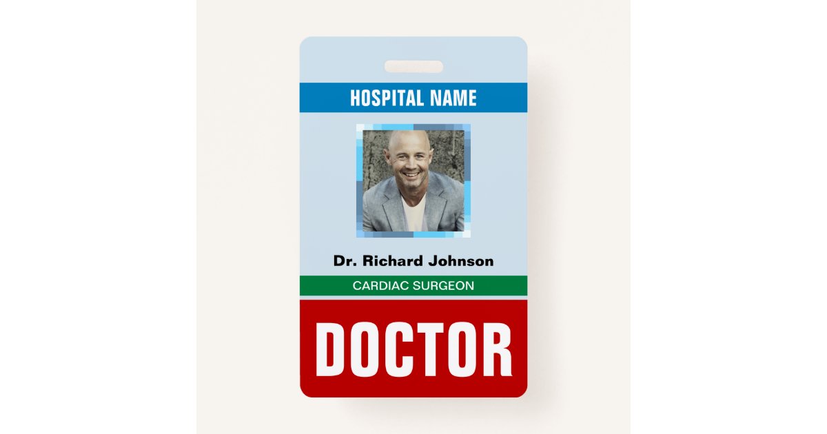 Customized Name and Photo Doctor ID Card Badge Zazzle