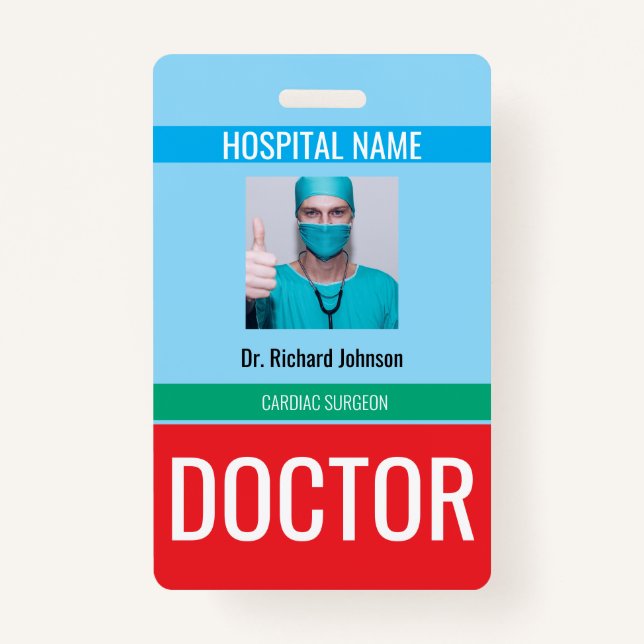 Customized Name and Photo | Doctor ID Card Badge (Front)