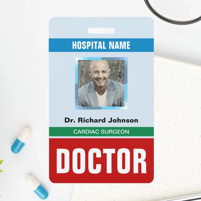 Customized Name and Photo | Doctor ID Card Badge | Zazzle