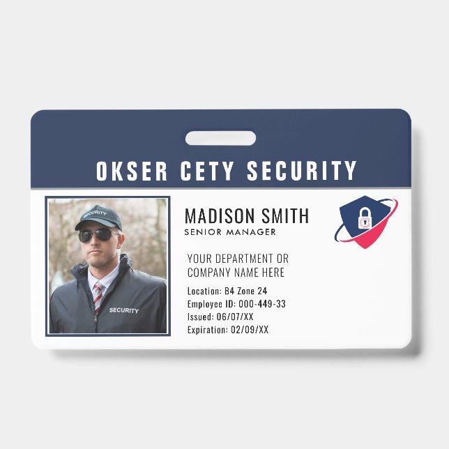 Customized Name and Photo | Security ID Card  Badge (Front)