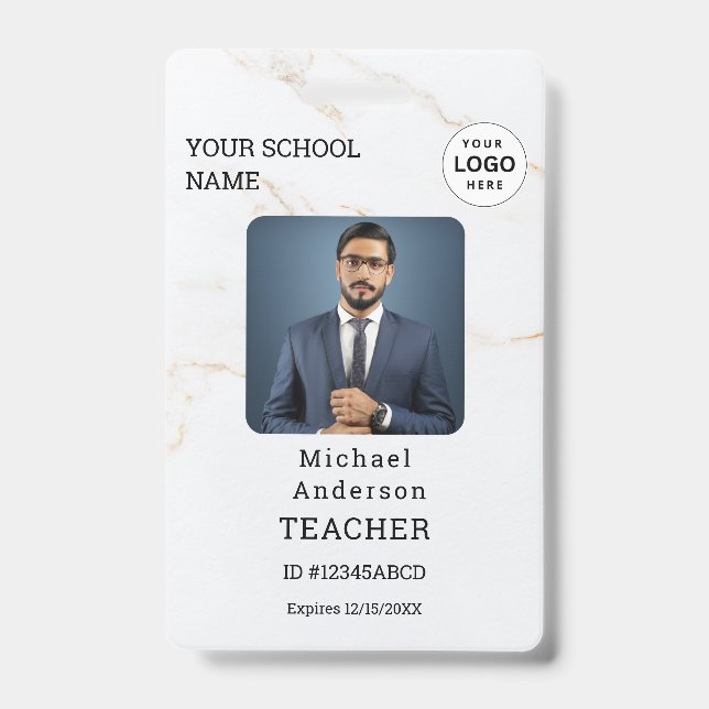 Customized Name and Photo Teacher ID Card Badge (Front)