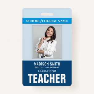 Customized Name and Photo   Teacher ID Card Badge