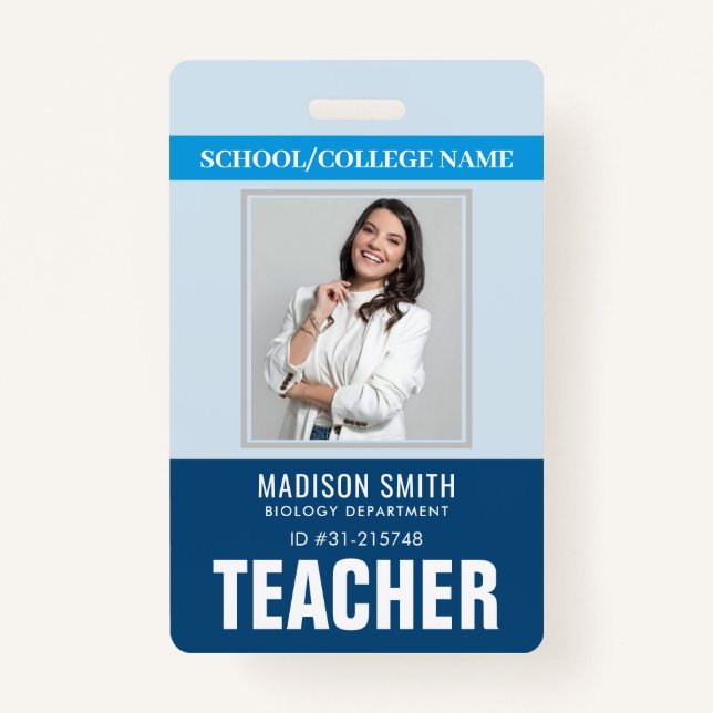 Customized Name and Photo | Teacher ID Card Badge (Front)