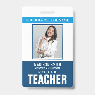 Customized Name and Photo Teacher ID Card Badge