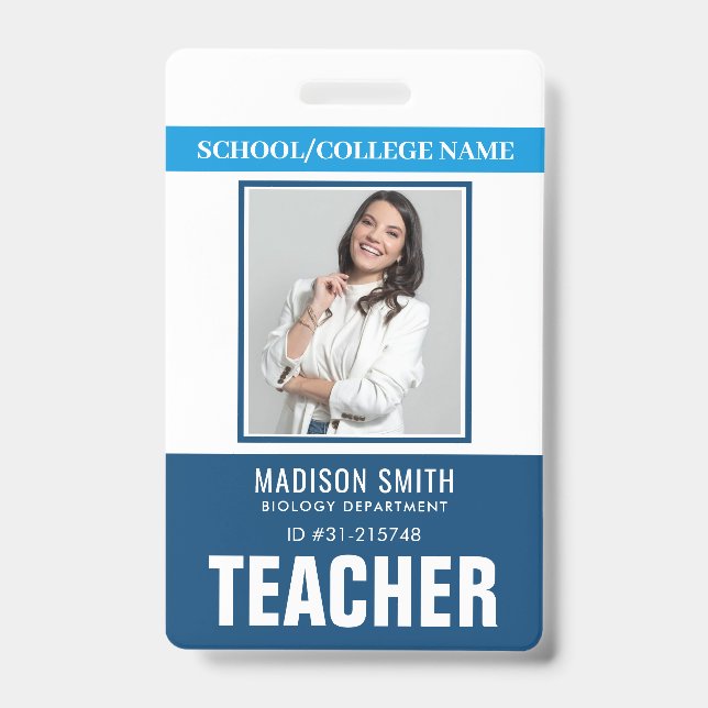 Customized Name and Photo | Teacher ID Card Badge (Front)
