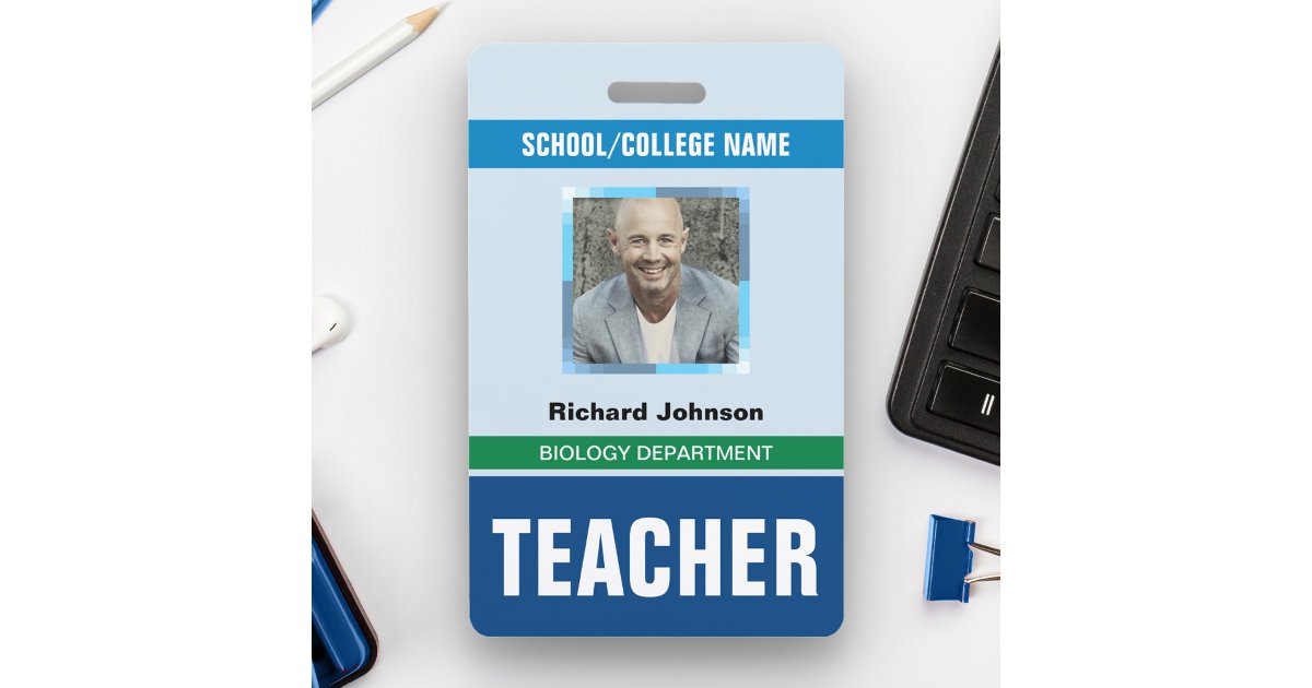 Customized Name and Photo Teacher ID Card Badge Zazzle