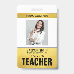 Customized Name and Photo Teacher ID Card Badge