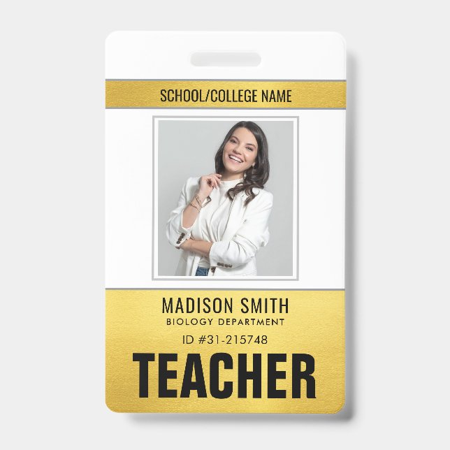Customized Name and Photo | Teacher ID Card Badge (Front)