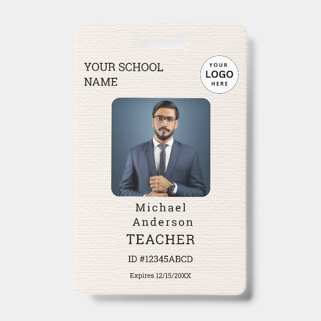 Customized Name and Photo Teacher ID Card Badge (Front)