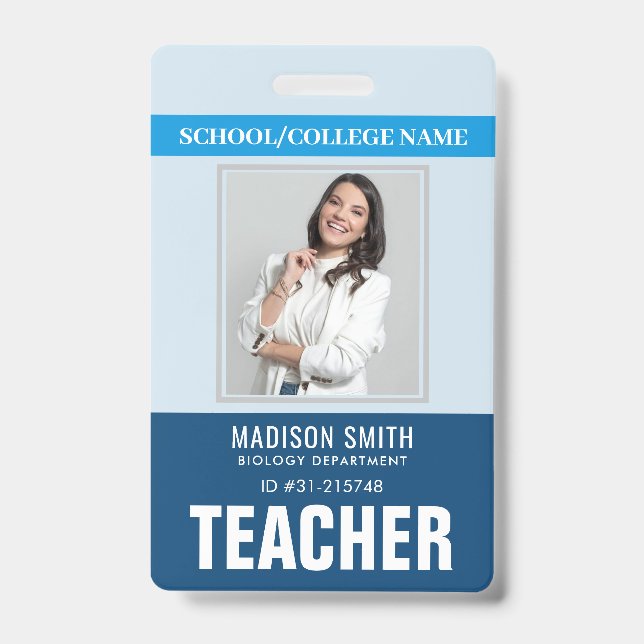Customized Name and Photo | Teacher ID Card Badge (Front)
