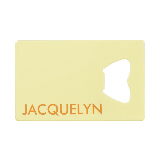 Customized Name And Text Simple Stylish Monogram Credit Card Bottle Opener (Front (Horizontal))
