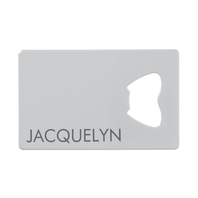 Customized Name And Text Simple Stylish Monogram Credit Card Bottle Opener (Front (Horizontal))