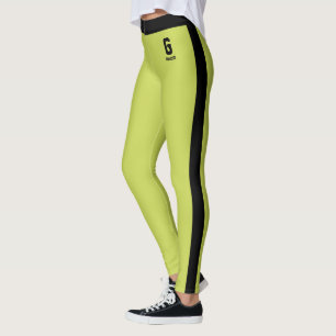 Customized Name Apple Green Black Stripes Monogram Leggings