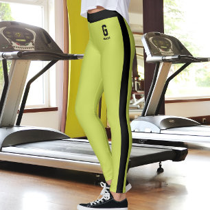 Customized Name Apple Green Black Stripes Monogram Leggings