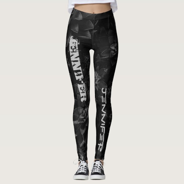 Customized Name Black Leggings (Front)