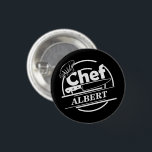 Customized Name Chef Black Button<br><div class="desc">Personalized Round Badge with chef logo with knife and chef hat. With option to add the name of the CHEF. This is the perfect Father's Day gift for dad for men who love being in the kitchen and feeling like a chef. Birthday/Father's Day Gift for Dad/Grandfather</div>