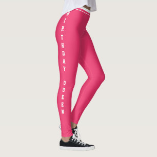 Customized Name Cute Birthday Pink White Monogram Leggings
