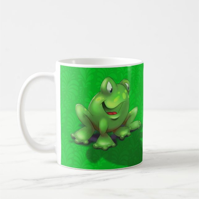 customized name cute cartoon frog green coffee mug (Left)