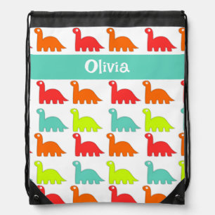Customized Name Dinosaur Drawstring Backpack
