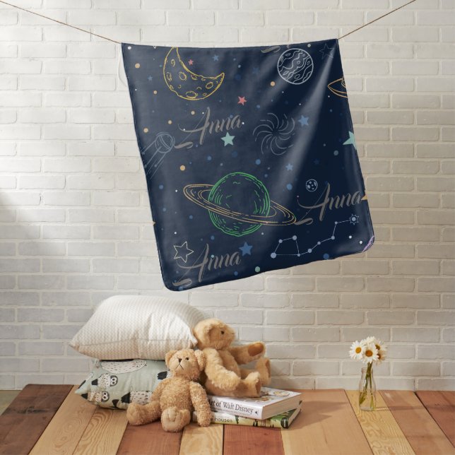 [customized name] Galaxy Space Child Care  Baby Blanket (In Situ)