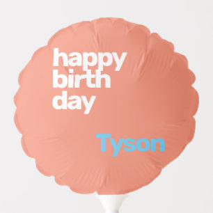 customized name happy birthday peach pink  balloon