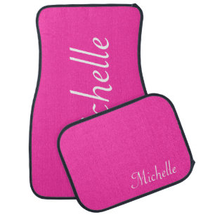 Customized Name Hot Pink Classy Script Car Floor Mat