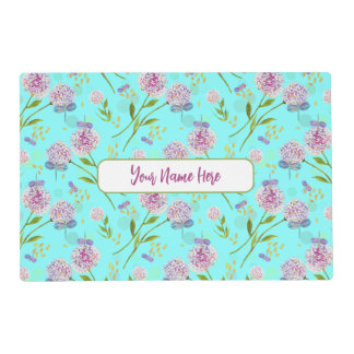Customized Name Hydrangea Garden-Dragonfly Floral Placemat