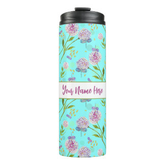 Customized Name Hydrangea Garden-Dragonfly Floral Thermal Tumbler