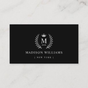Customized Name & Initial Black And White Color Business Card