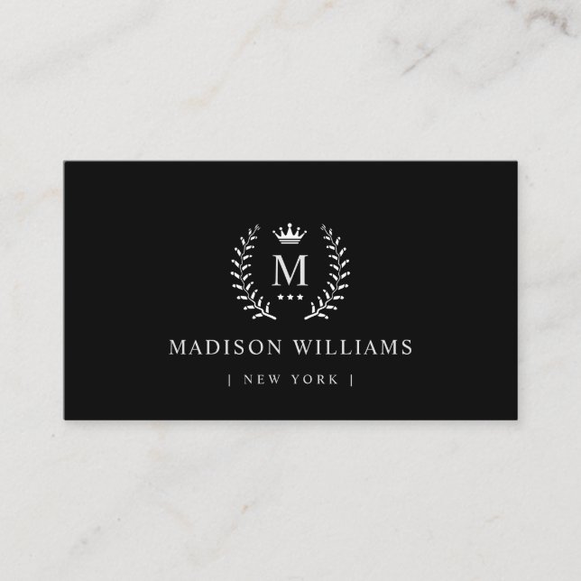 Customized Name & Initial Black And White Color Business Card (Front)