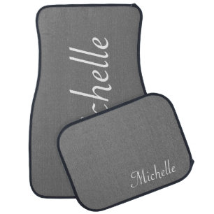 Customized Name Light Grey Classy Script Car Floor Mat