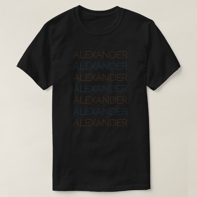 Customized Name Repeated Chic Orange And Blue T-Shirt (Design Front)