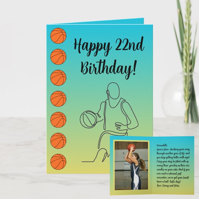 Customized Name Sentiment Photo Sport  Basketball Card (Creator Uploaded)