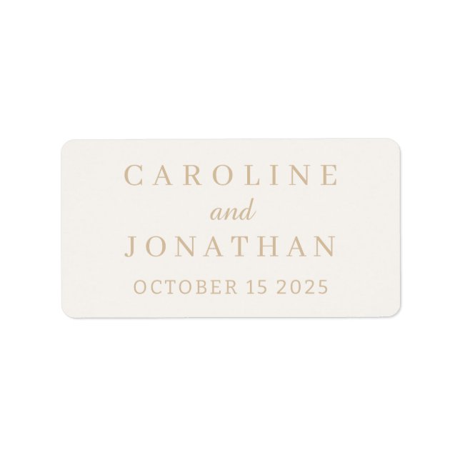 Customized Name Simple Stylish Modern Wedding   Label (Front)