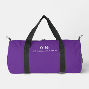 Customized Name Stylish Elegant Modern Purple Gym Duffle Bag