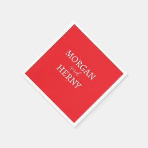 CUSTOMIZED NAME STYLISH MODERN CLASSIC RED WEDDING NAPKINS