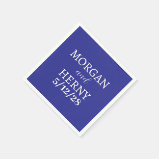 CUSTOMIZED NAME STYLISH MODERN DARK BLUE WEDDING NAPKINS