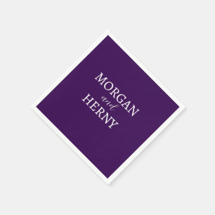 CUSTOMIZED NAME STYLISH MODERN DARK PURPLE WEDDING NAPKINS
