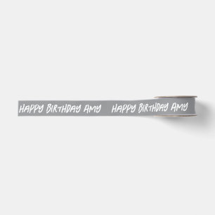 CUSTOMIZED NAME STYLISH MODERN HAPPY BIRTHDAY GROSGRAIN RIBBON