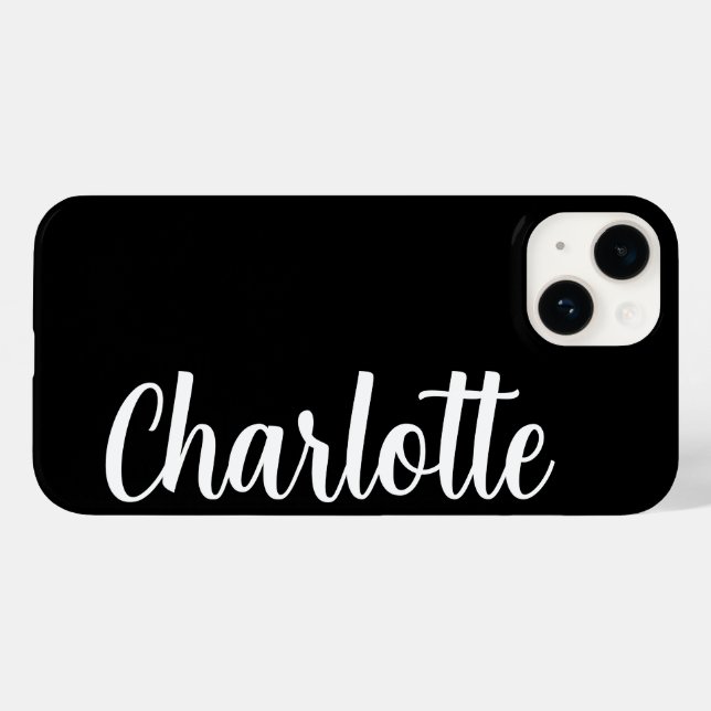 Customized Name Stylish Modern Minimal black  Case-Mate iPhone Case (Back (Horizontal))