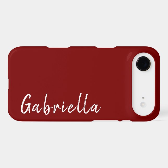 Customized Name Stylish Modern Minimal burgundy  iPhone Case (Back Horizontal)